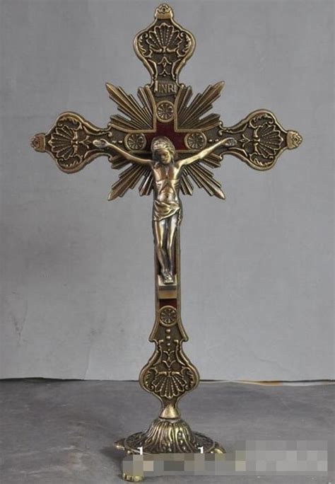 10 Crucifix On The Stand Sculpture Tall Cross Statue Figurine Jesus