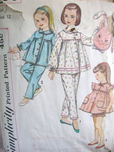 Simplicity 3690 Girls Pajamas And Pillow Pajama Bag Sewing Simplicity