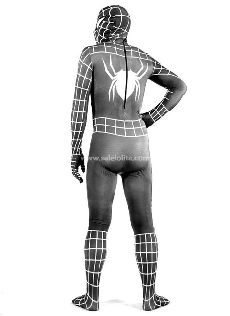 Black And White Spandex Spiderman Costume