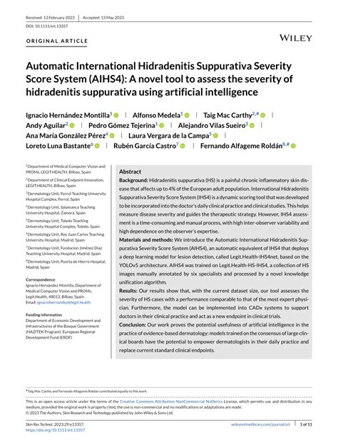 Pdf Automatic International Hidradenitis Suppurativa Severity Score
