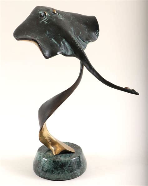 Bid Now Bronze Sculpture Of Stingray On Marble Base February 4 0121