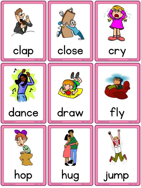 Action Verb Flashcards English Esl Worksheets Flashcards Action Sexiz Pix