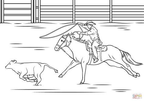 Calf Roping Rodeo Coloring Page From Rodeo Category Select From 27041