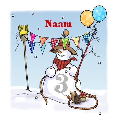 Sneeuwpop Met Nummer Anet Illustraties Verjaardagskaarten Kaartje2go