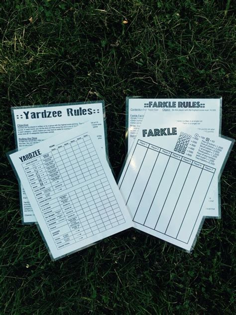 Score Cards Combo Set Double Sided 85x11 Yardzee And Farkle