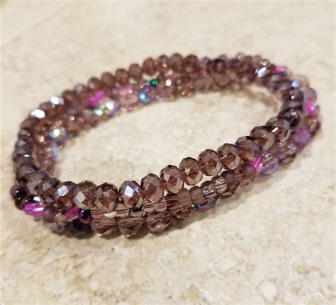 Purple Multicolor Blended Glass Bead Stacking Beaded Bracelet Etsy