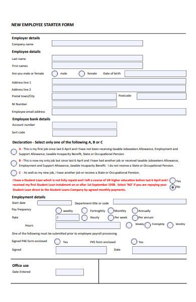 Employee New Starter Form 2023 Employeeform Net Vrogue
