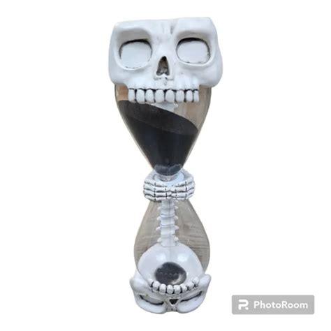 Skeleton Skull Hourglass With Black Sand Halloween Scary Gothic Home Decor 11 25 19 Picclick