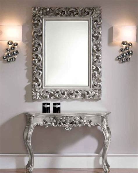 Classic Style Console Table And Mirror Set In Silver 33c31