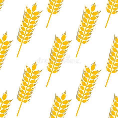 Ripe Golden Wheat In A Seamless Pattern Stock Vector Illustration Of