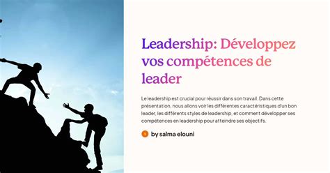 Leadership Développez Vos Compétences De Leader