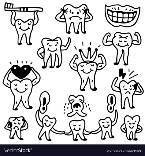 Teeth Doodles Royalty Free Vector Image Vectorstock