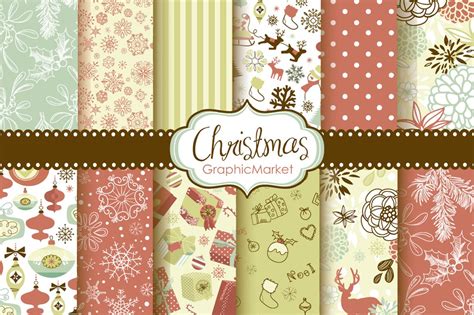 Christmas Scrapbook Retro Paper Pack ~ Graphic Patterns ~ Creative Market