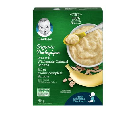 Baby Cereal Organic 208 G Whot And Wholegrain Oatmeal Banana Gerber