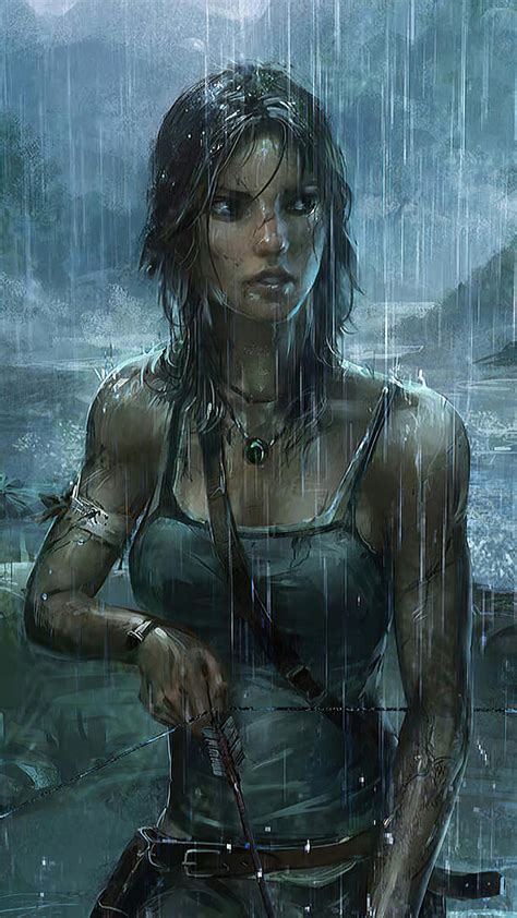 1080x1920 Lara Croft Tomb Raider Rain Weather 4k Iphone 7,6s,6 Plus ...