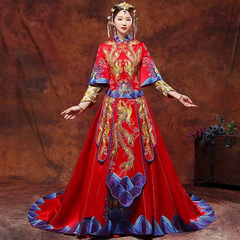 Chinese Traditional Wedding Dress Cheongsam Long Qipao