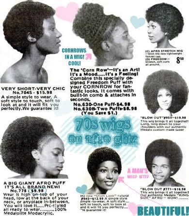 Hairstyles that encouraged the black community to embrace their natural hair structure continued to be popular in the 1970s. Vintage 70s Afro wigs | Afro textured hair, Afro, 70s hair