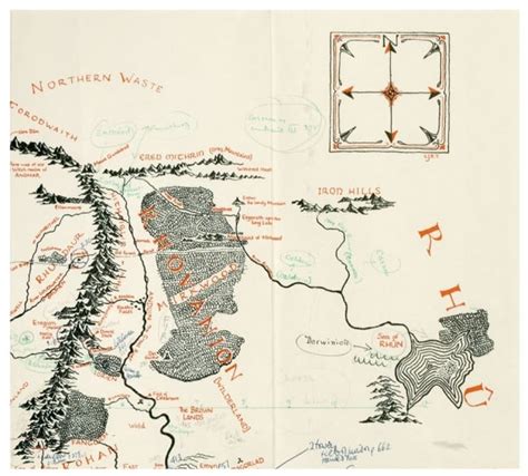 Map Of Middle Earth Annotated By Jrr Tolkien Uncovered In Old Book