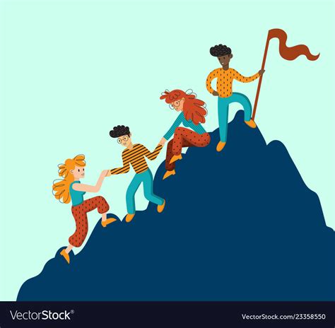 Group Of Climbers Helping Each Other Royalty Free Vector