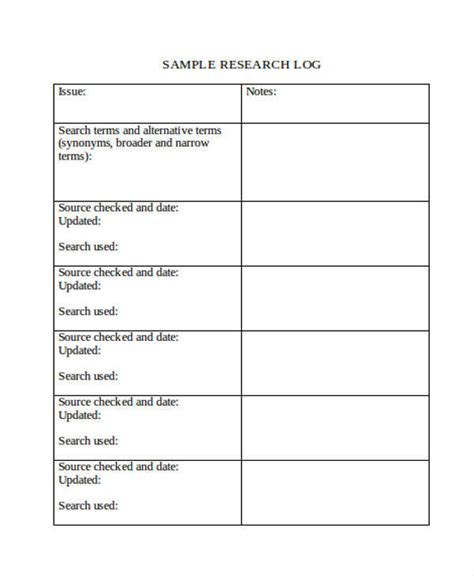 Free 9 Research Log Samples And Templates In Pdf Ms Word