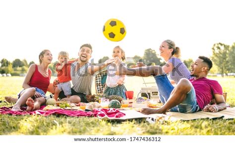 Happy Multiracial Families Having Fun Cute Stock Photo Edit Now