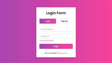 Animated Login And Signup Form Design Using Html Css And Javascript