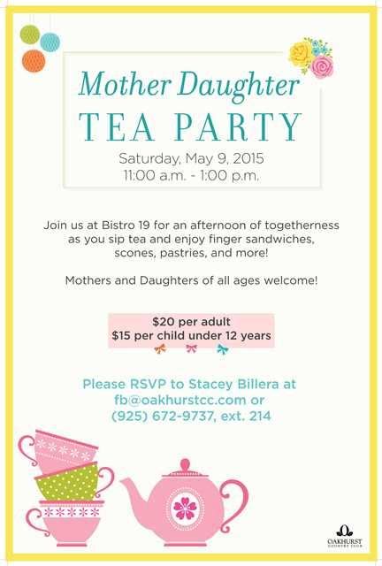 Mother Daughter Tea Party Poster Flyer Template At Oakhurst Country