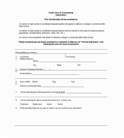 Scholarship Application Form Template Best Of 50 Free Scholarship
