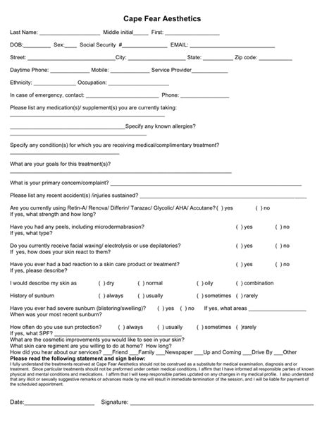 Medical Intake Form In Word And Pdf Formats