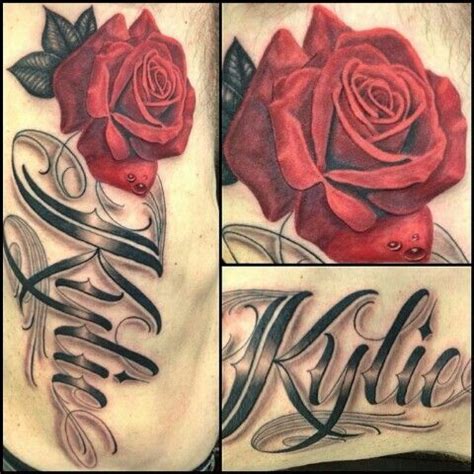 However, with gender roles debilitating, men can also rock this tattoo with their meaning for it. Name "Kylie" with rose | Rose tattoo with name, Name ...