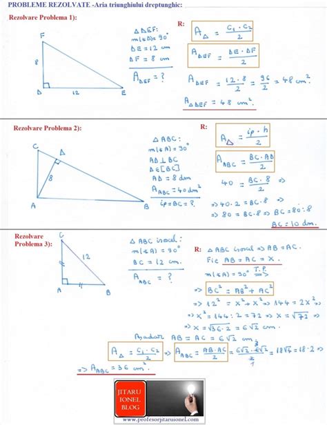Teoreme în Triunghiul Dreptunghic Jitaruionelblog Pregatire Bac Si