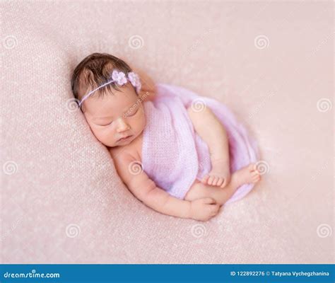 Sleeping Newborn Baby Girl Stock Photo Image Of Innocence 122892276