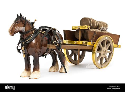 vintage beswick porcelain shire horse pulling cart  beer barrels stock photo alamy
