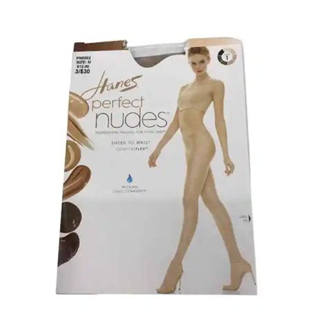Hanes Perfect Nudes Pantyhose M Sheer To Waist Transparent Nude