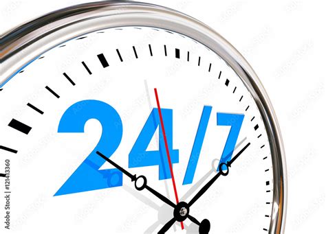 24 Hours 7 Days Week Numbers Clock 3d Illustration Stock Photo Adobe