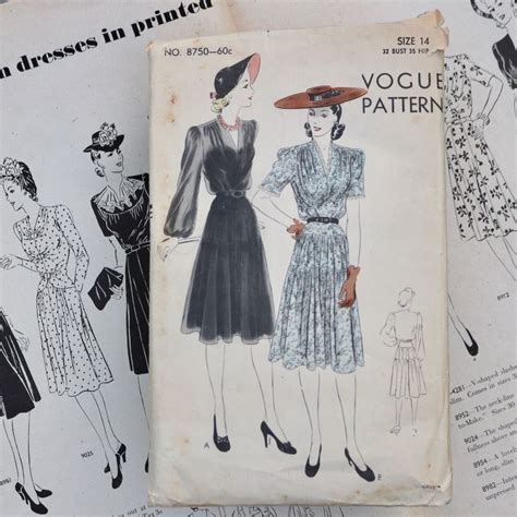 1930s Afternoon Tea Dress Original Vintage Vogue Fashion Sewing Pattern
