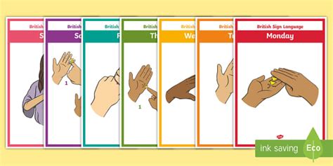 Days Of The Week In Sign Language Display Posters Twinkl