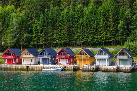 Norwegian Fjord Houses Stock Image Image Of European 57160463