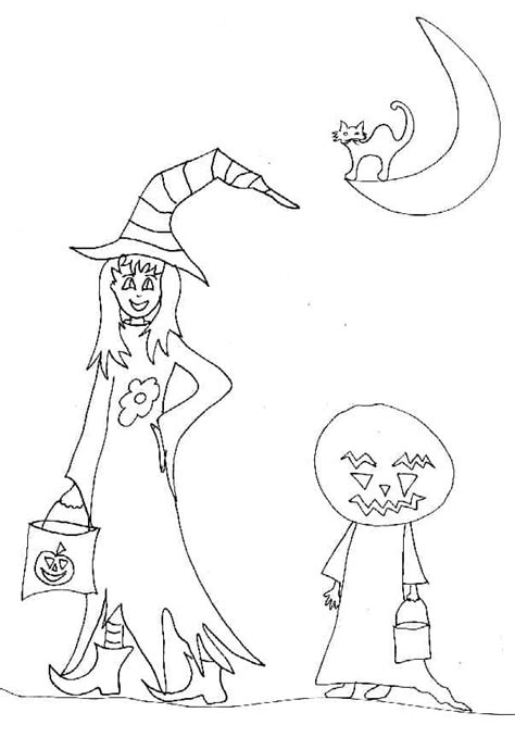 Una vasta raccolta di immagini utili e difficili. Bambini vestiti per Halloween da colorare - Cose Per Crescere