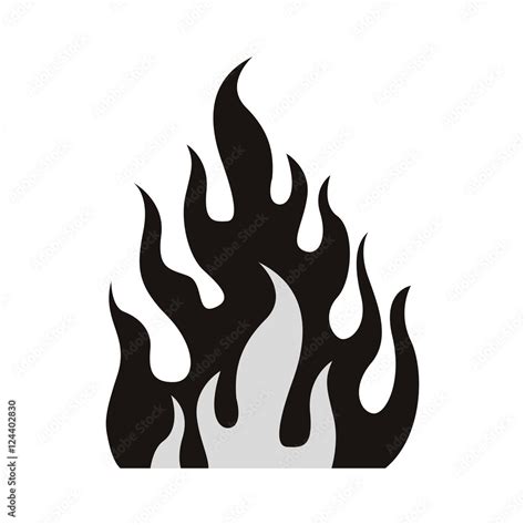 Fire Flame Burning Icon Silhouette Vector Illustration Stock Vector