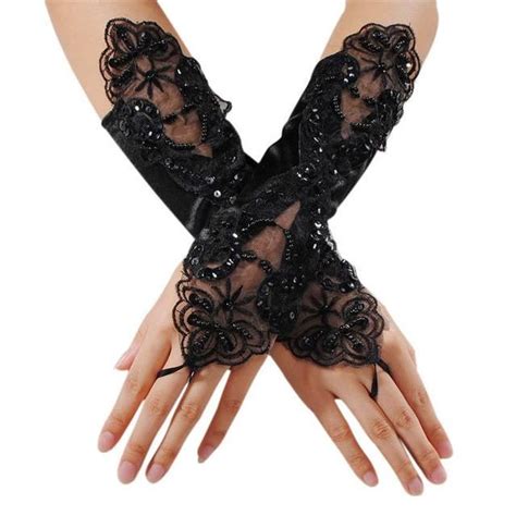 black red beige lace long gloves stretch fingerless burlesque madonna goth fancy gloves gants