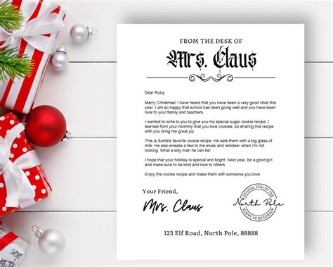 Letter From Mrs Claus Editable Letter From Mrs Claus Mrs Etsy México