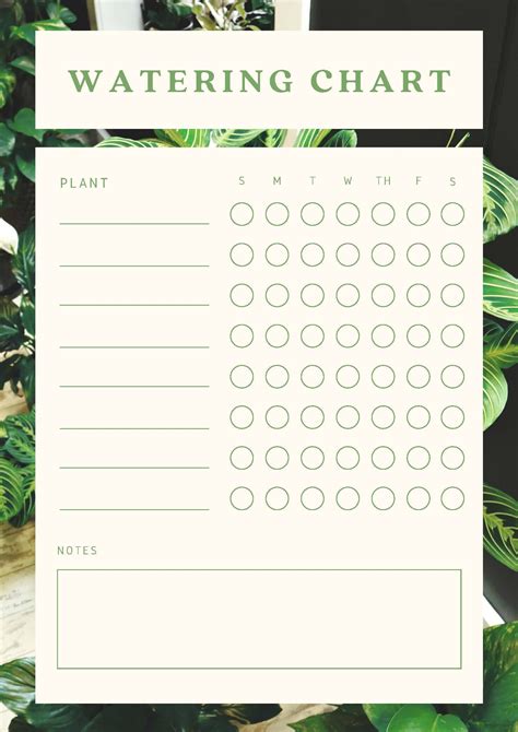 Printable Plant Watering Schedule Printable Word Searches