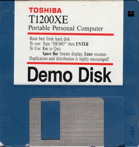 Toshiba T1200xe Portable Personal Computer Demo Disk Free Download