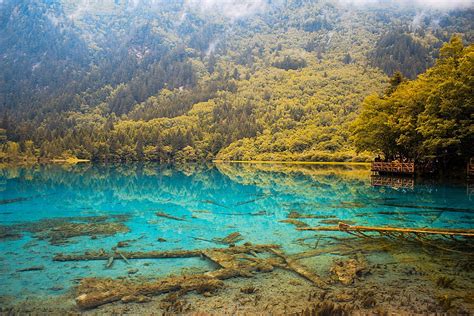 Beautiful Jiuzhaigou Mirror Sea Attraction Contexte Sichuan Tourisme