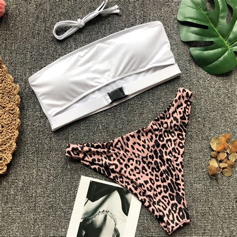 2018 Solid Bikini Set Swimwear Women Bathing Suit Buckle Bikini Sexy