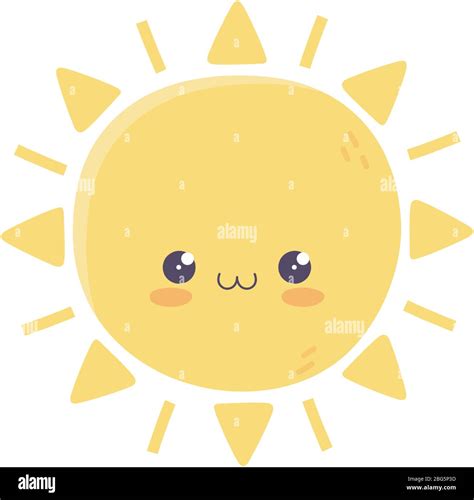 Kawaii Sol Lindo Dibujo Animado Icono Aislado Sobre Fondo Blanco Vector