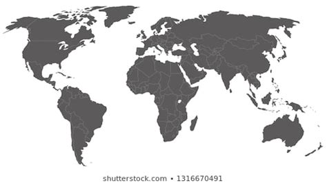 Simple World Map Borders Vector Illustration
