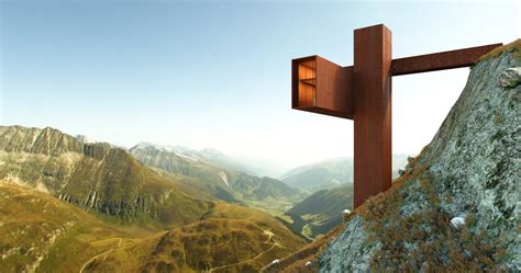 Axis Mundi Envisions Xyz House A Cruciform Cantilevered Over Swiss Alps