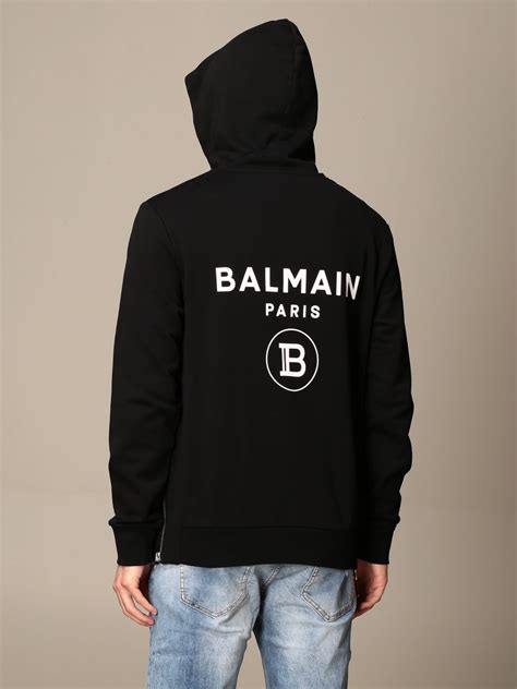 Balmain Hoodie In Cotton With Logo Black Sweatshirt Balmain
